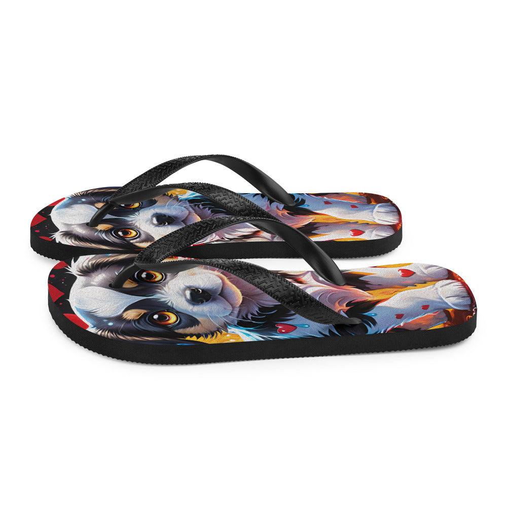 Robot Planet We love dogs Fluffy Dog Flap Flip Flops