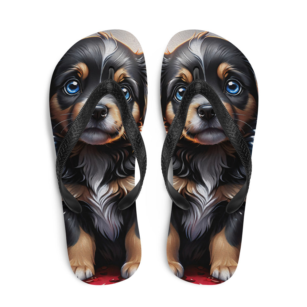 Robot Planet We love dogs Fluffy Dog Flap Flip Flops