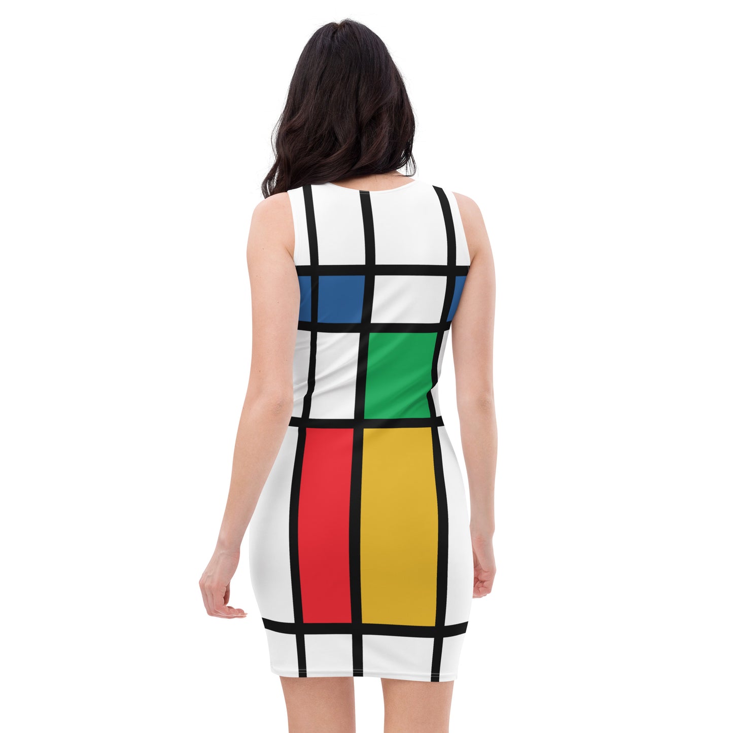 Robot Planet Elegance: 1960s Artistic Silhouette Dress.