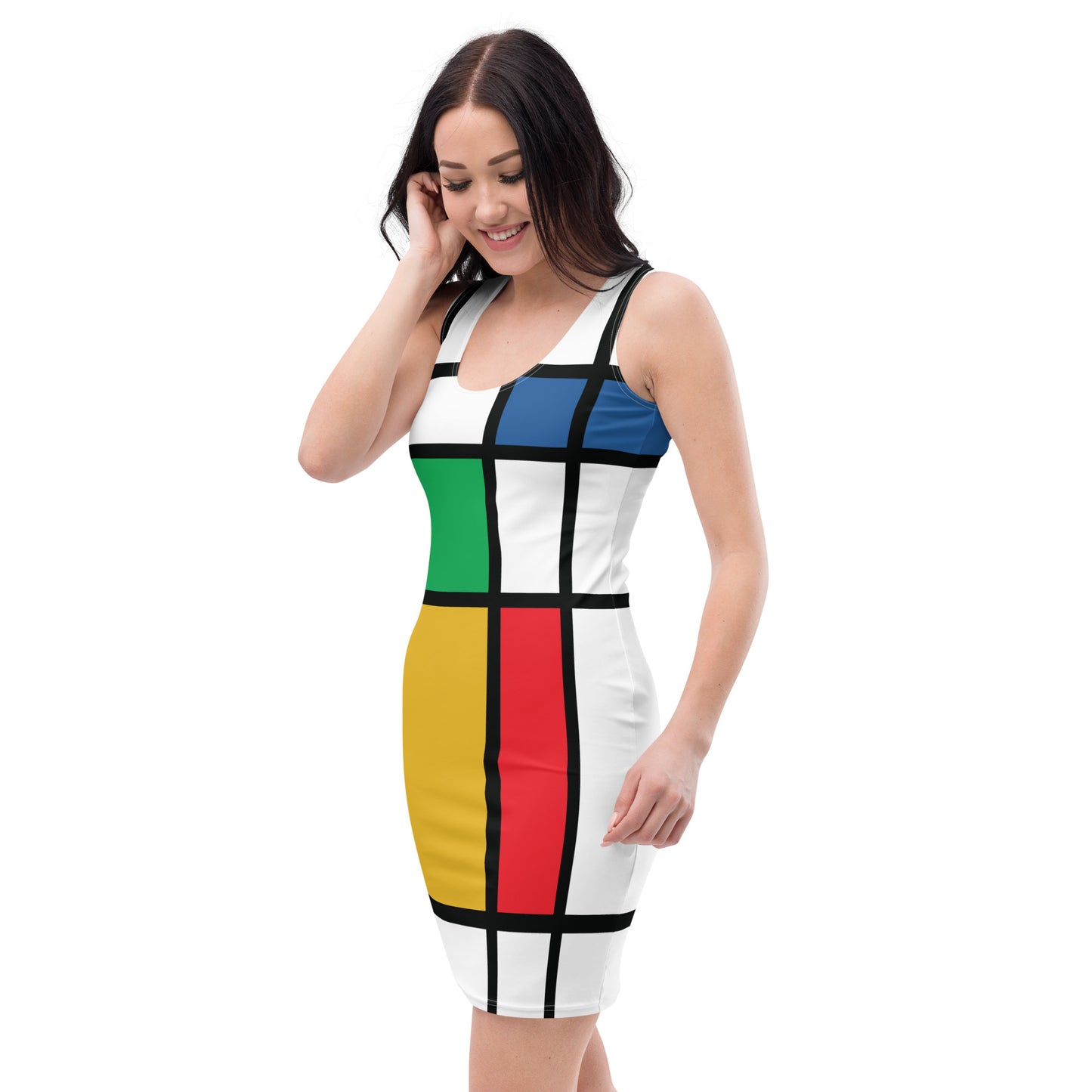 Robot Planet Elegance: 1960s Artistic Silhouette Dress.