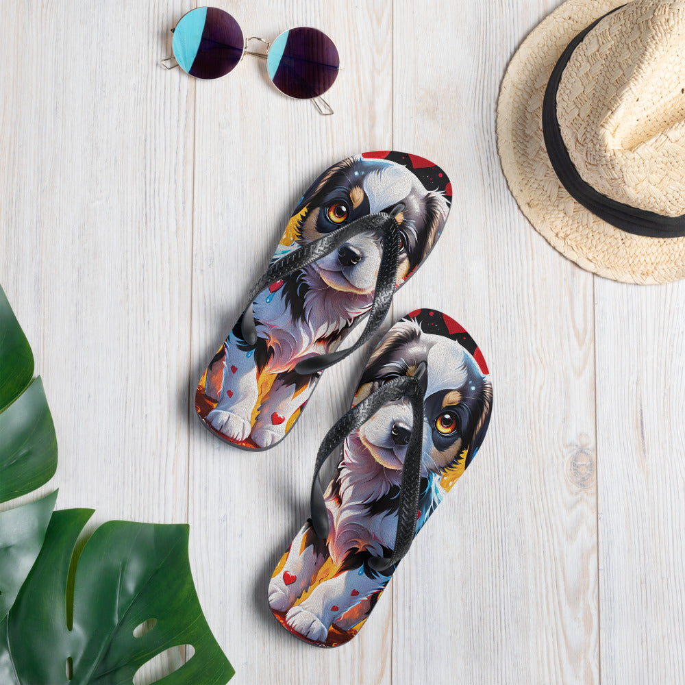 Dog print flip flops online