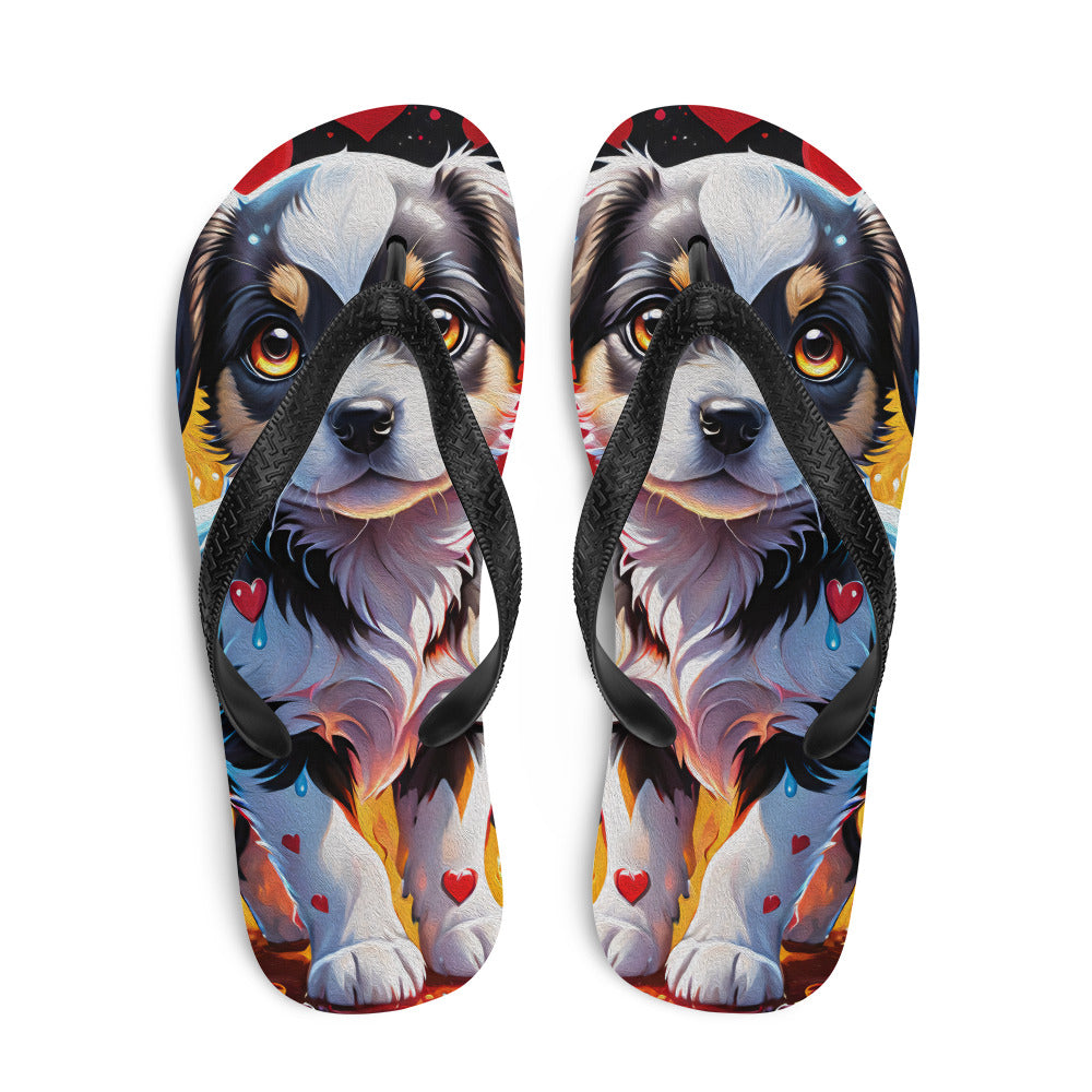 Robot Planet We love dogs Fluffy Dog Flap Flip Flops