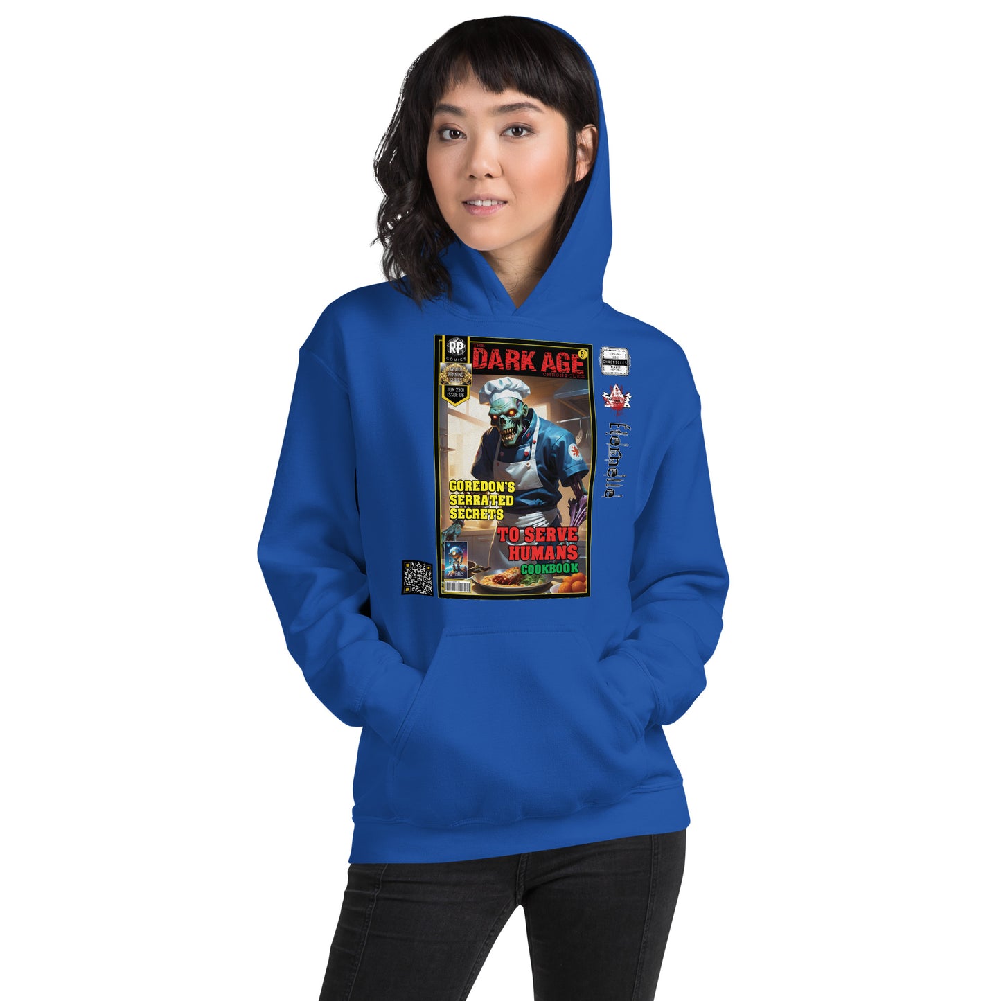 Robot Planet Unisex Hoodie / Hooded Top: The Dark Age: Éternelle Comics June 2501 Issue 06 - GOREDONS SERRATED SECRETS - TO SERVE HUMANS COOKBOOK